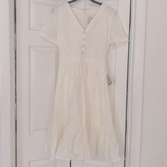 White Gal Meets Glam Linen Cotton Blend Midi dress - Picture 1 of 4